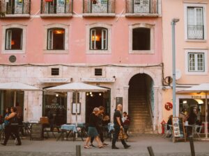 People walking in the street in Portugal