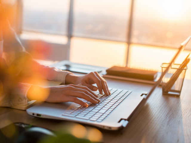 Woman using a laptop